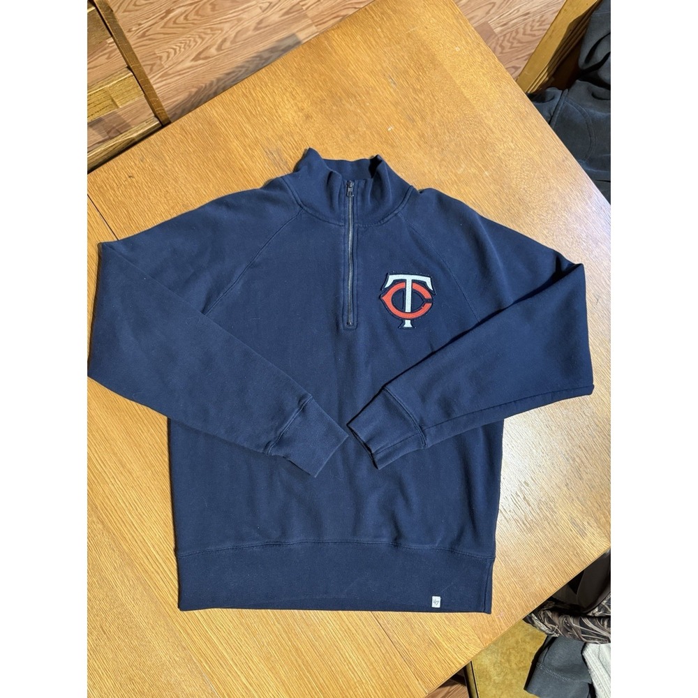 Forty Seven Brand Minnesota Twins Navy Blue Logo 1/4 Zip Pullover Mens Medium